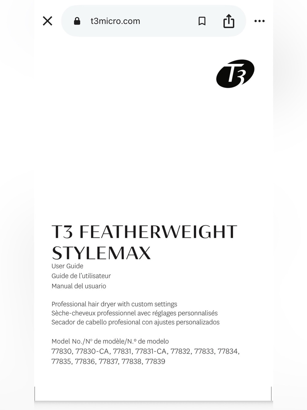 T3 SoftTouch 3 Diffuser NIB for dryers: AireLuxe, Featherweight Stylemax & 3i - Picture 12 of 12